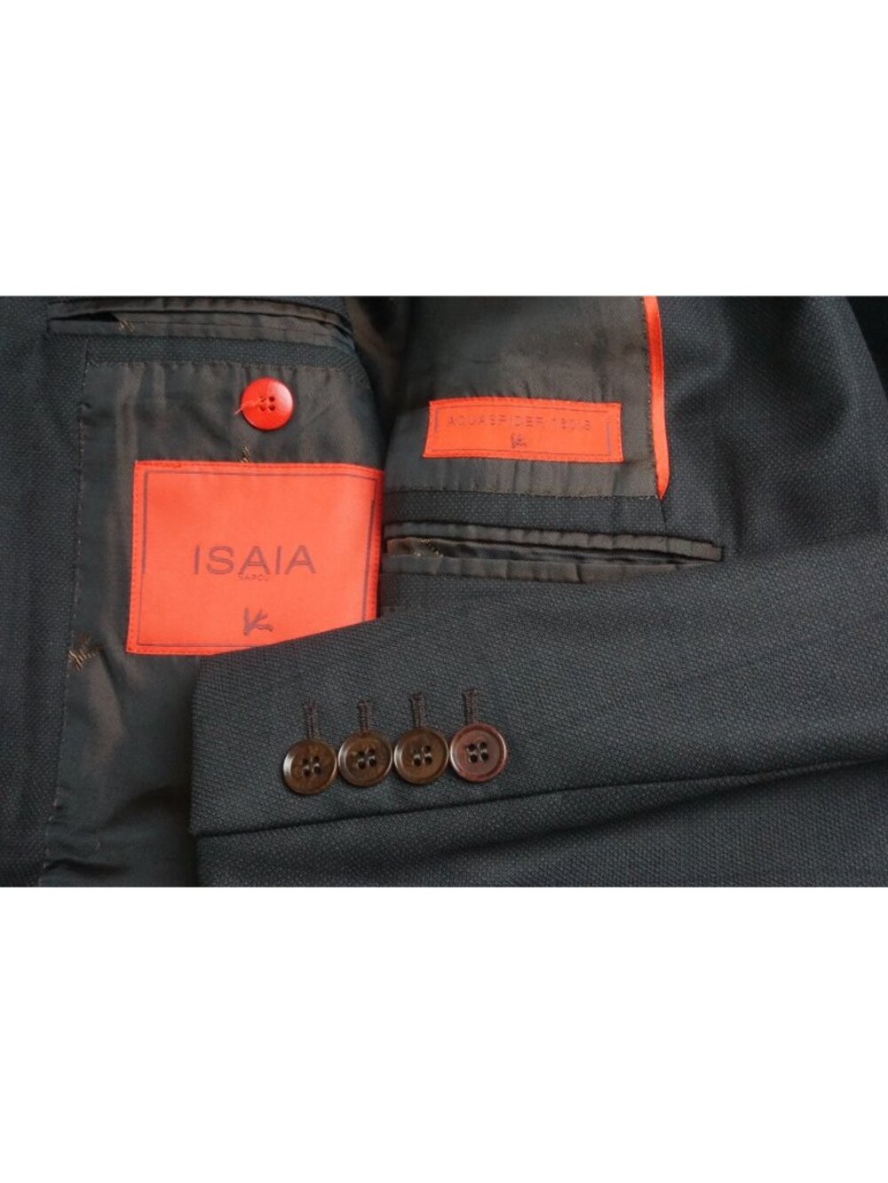 Isaia Gray Blue Plaid Aquaspider 160s Wool 2 Pc Suit Jacket Pants Sz 40S